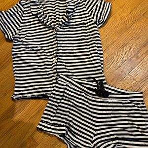 J. Crew Black and White Striped Women's Pajama Set